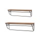 Glitzhome Farmhouse Metal/Wooden Wall Mounted Shelves, Set of 2