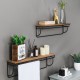 Glitzhome Farmhouse Metal/Wooden Wall Mounted Shelves, Set of 2