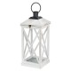 Glitzhome Wash White Farmhouse Modern Wooden Lanterns, Set of 2