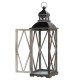 Glitzhome Black Farmhouse Wooden Lanterns With Diamond Window Frame,  Set of 2