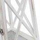 Glitzhome Wash White  European Farmhouse Wooden Lanterns With 3D Metal Lace Top, Set of 2
