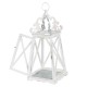 Glitzhome Wash White  European Farmhouse Wooden Lanterns With 3D Metal Lace Top, Set of 2