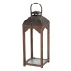 Glitzhome Whiskey Brown Farmhouse Modern Wood/Metal Lanterns, Set of 2