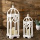 Glitzhome Wash White Farmhouse Wooden Church Window Frame Lanterns, Set of 2