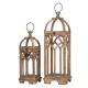 Glitzhome Farmhouse Natural Wooden Church Window Lanterns, Set of 2