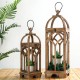 Glitzhome Farmhouse Natural Wooden Church Window Lanterns, Set of 2