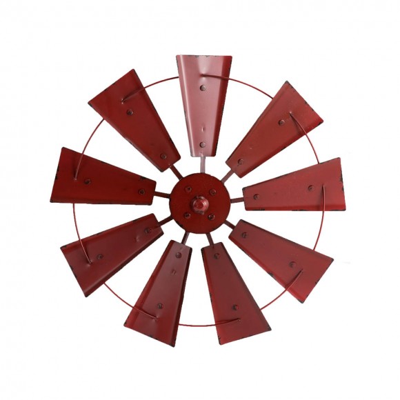 Glitzhome 22.05"D Vintage Red Metal Wind Spinner Wall Décor