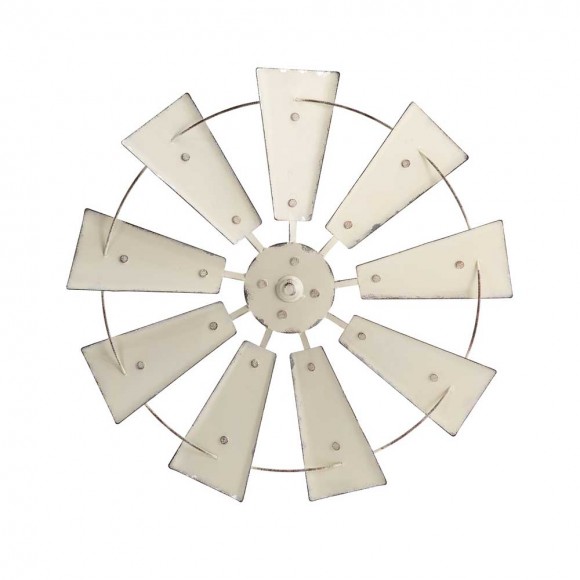 Glitzhome 22.05"D Vintage Beige Metal Wind Spinner Wall Décor