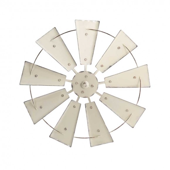 Glitzhome 22.05"D Vintage Beige Metal Wind Spinner Wall Décor