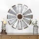 Glitzhome 28.50"D Farmhouse Metal Galvanized Wind Spinner Wall Décor