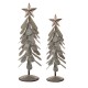 Glitzhome Galvanized Metal Christmas Table Tree Decor, Set of 2