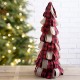 Glitzhome 22.44"H Plaid Fabric/Burlap Table Tree