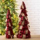 Glitzhome Plaid Fabric/Burlap Table Tree Set of 2