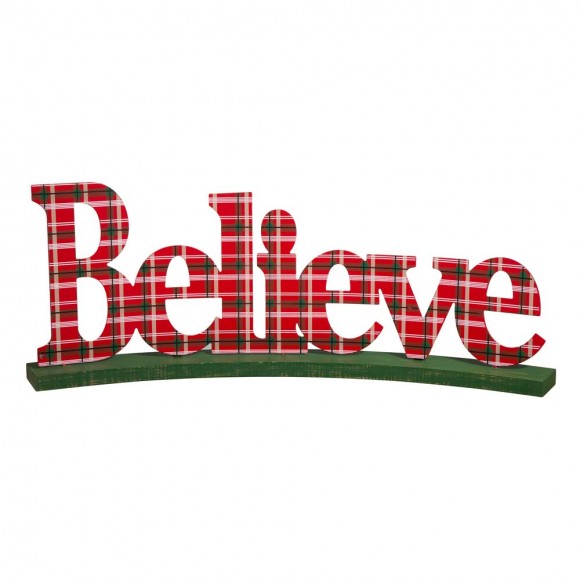 Glitzhome 23.82"L Wooden Believe Table Decor