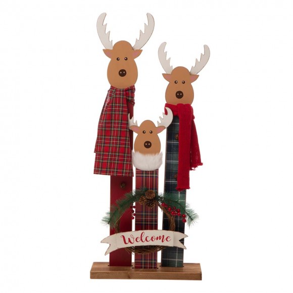 Glitzhome 34.80"H Wooden Deer Family Welcome Porch Decor