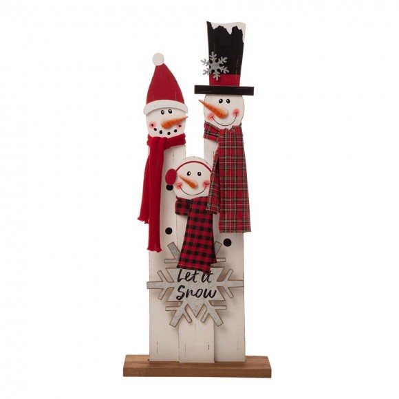 Glitzhome 35.43"H Wooden Snowman Family Porch Decor