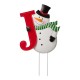 Glitzhome Metal Vertical or Horizontal "JOY" Snowman Family Yard Stake, Set Of 3