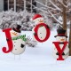 Glitzhome Metal Vertical or Horizontal "JOY" Snowman Family Yard Stake, Set Of 3