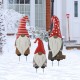 Glitzhome Christmas Metal Gnome Yard Stake or Standing Decor or Wall Decor, Set of 3