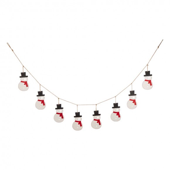 Glitzhome 72"L Metal Christmas Snowman Garland