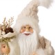 Glitzhome 12"H Standing Santa Figurine With a Beige Felt Outfit