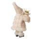 Glitzhome 12"H Standing Santa Figurine With a Beige Felt Outfit