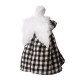 Glitzhome 12"H Black/White Plaid Angel Tree Topper