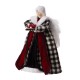 Glitzhome 12"H Black/White Plaid Angel Tree Topper