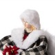 Glitzhome 12"H Black/White Plaid Angel Tree Topper