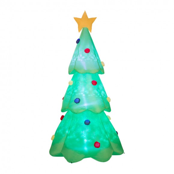 Glitzhome 9 ft Lighted Inflatable Christmas Tree Decor (Multi-color Strobe Lights)