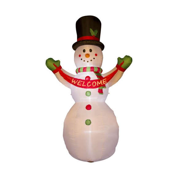 Glitzhome 12 ft Lighted Inflatable Snowman Decor with "Welcome" Banner
