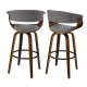 Glitzhome Mid-century Modern Gray Fabric/Walnut Bentwood Swivel Bar Stool, Set of 2