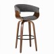 Glitzhome Mid-century Modern Gray Fabric/Walnut Bentwood Swivel Bar Stool, Set of 2