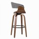 Glitzhome Mid-century Modern Gray Fabric/Walnut Bentwood Swivel Bar Stool, Set of 2