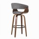 Glitzhome Mid-century Modern Gray Fabric/Walnut Bentwood Swivel Bar Stool, Set of 2