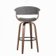 Glitzhome Mid-century Modern Gray Fabric/Walnut Bentwood Swivel Bar Stool, Set of 2