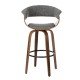 Glitzhome Mid-century Modern Gray Fabric/Walnut Bentwood Swivel Bar Stool, Set of 2