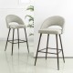 Glitzhome Pale Grey Fabric/Leatherette Bar Stool with Back and Tapered Metal Legs, Set of 2