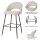 Glitzhome Pale Grey Fabric/Leatherette Bar Stool with Back and Tapered Metal Legs, Set of 2