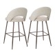 Glitzhome Pale Grey Fabric/Leatherette Bar Stool with Back and Tapered Metal Legs, Set of 2