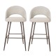 Glitzhome Pale Grey Fabric/Leatherette Bar Stool with Back and Tapered Metal Legs, Set of 2