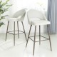 Glitzhome Pale Grey Fabric/Leatherette Bar Stool with Back and Tapered Metal Legs, Set of 2