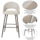 Glitzhome Pale Grey Fabric/Leatherette Bar Stool with Back and Tapered Metal Legs, Set of 2