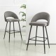 Glitzhome Dark Grey Mixing Fabric/Leatherette Bar Stool with Back and Tapered Metal Legs, Set of 2