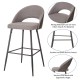 Glitzhome Dark Grey Mixing Fabric/Leatherette Bar Stool with Back and Tapered Metal Legs, Set of 2