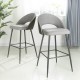 Glitzhome Dark Grey Mixing Fabric/Leatherette Bar Stool with Back and Tapered Metal Legs, Set of 2