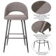 Glitzhome Dark Grey Mixing Fabric/Leatherette Bar Stool with Back and Tapered Metal Legs, Set of 2