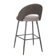 Glitzhome Dark Grey Mixing Fabric/Leatherette Bar Stool with Back and Tapered Metal Legs, Set of 2