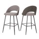 Glitzhome Dark Grey Mixing Fabric/Leatherette Bar Stool with Back and Tapered Metal Legs, Set of 2