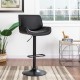 Glitzhome Mid-century Modern Black Adjustable Gaslift Swivel Bar Stool